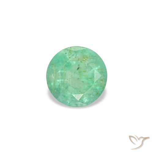 0.17 ct Green Emerald Gemstone, Emerald Gem in Round Facet Shape for Sale.