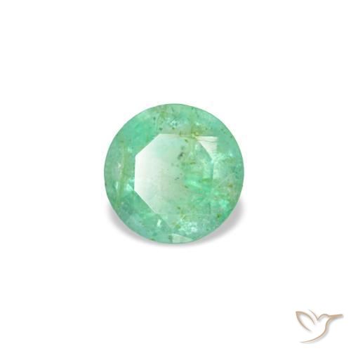 0.17 ct Green Emerald Stone, Natural Emerald in Round Facet Shape for Sale