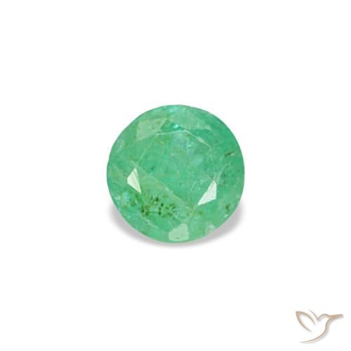 0.15 ct Green Emerald Gemstone, Emerald Gem in Round Facet Shape for Sale.