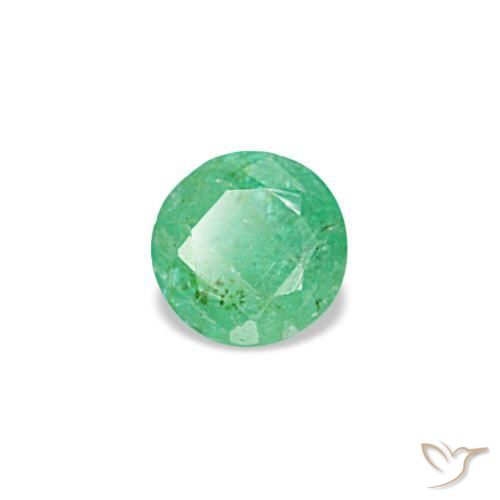 0.15 ct Green Emerald Stone, Natural Emerald in Round Facet Shape for Sale