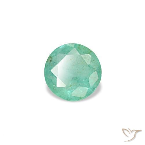 0.16 ct Green Emerald Stone, Natural Emerald in Round Facet Shape for Sale