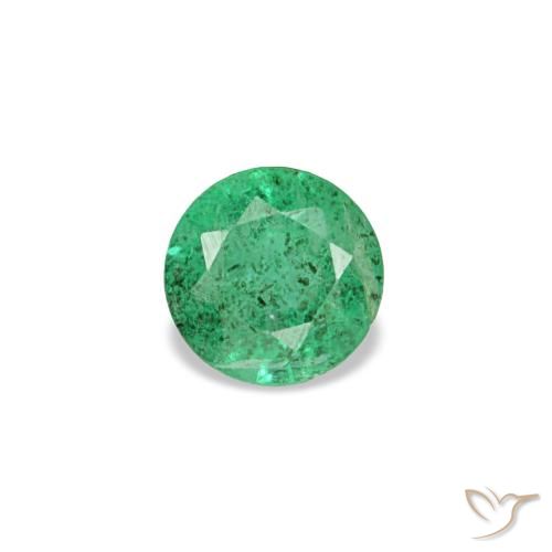 0.15 ct Green Emerald Gemstone, Emerald Gem in Round Facet Shape for Sale.