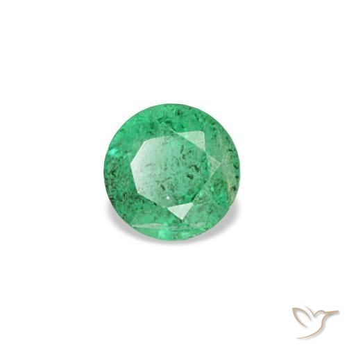 0.15 ct Green Emerald Stone, Natural Emerald in Round Facet Shape for Sale