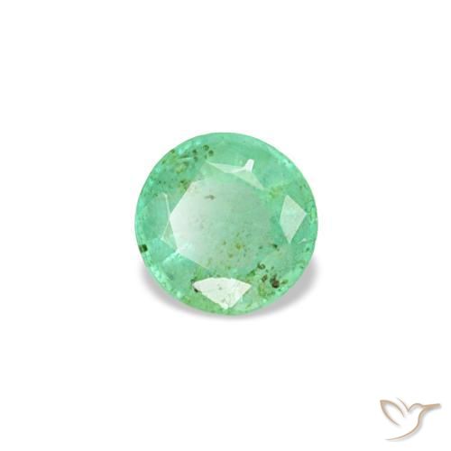 0.19 ct Green Emerald Stone, Natural Emerald in Round Facet Shape for Sale