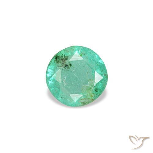 0.19 ct Green Emerald Gemstone, Emerald Gem in Round Facet Shape for Sale.