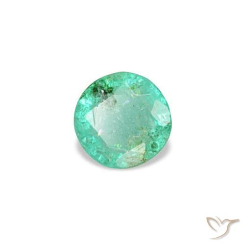 0.19 ct Green Emerald Stone, Natural Emerald in Round Facet Shape for Sale