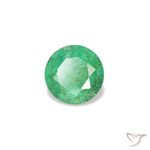 0.16 ct Green Emerald Stone, Natural Emerald in Round Facet Shape for Sale