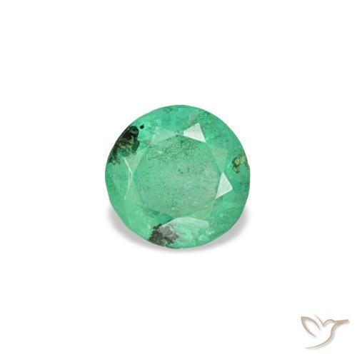 0.18 ct Green Emerald Gemstone, Emerald Gem in Round Facet Shape for Sale.