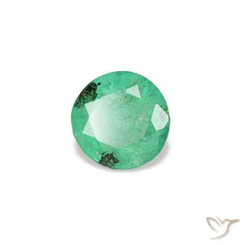 0.18 ct Green Emerald Stone, Natural Emerald in Round Facet Shape for Sale