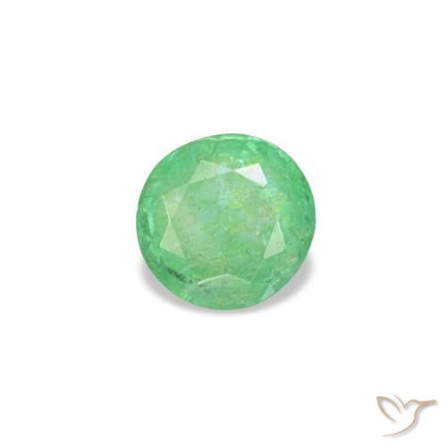 0.18 ct Green Emerald Gemstone, Emerald Gem in Round Facet Shape for Sale.
