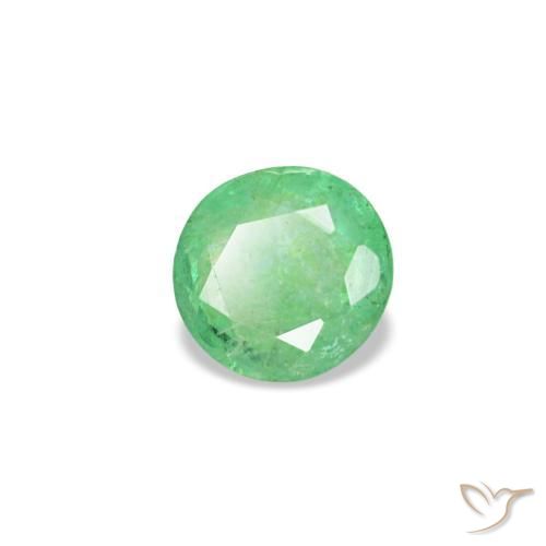 0.18 ct Green Emerald Stone, Natural Emerald in Round Facet Shape for Sale