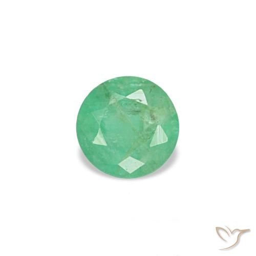 0.17 ct Green Emerald Gemstone, Emerald Gem in Round Facet Shape for Sale.