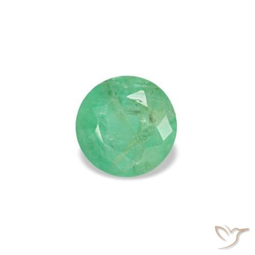 0.17 ct Green Emerald Stone, Natural Emerald in Round Facet Shape for Sale