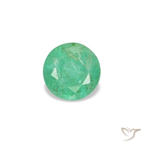 0.17 ct Green Emerald Gemstone, Emerald Gem in Round Facet Shape for Sale.