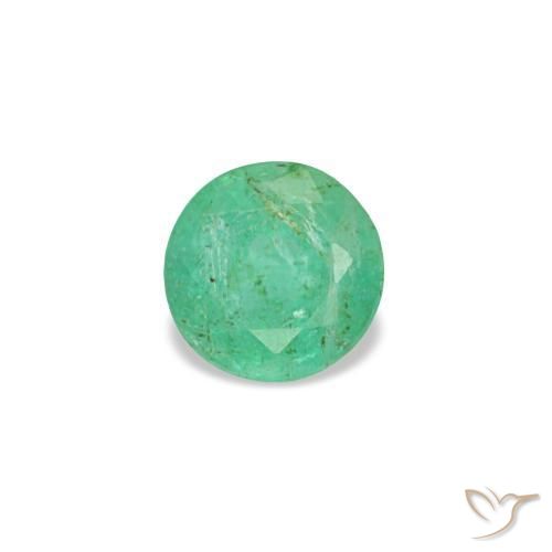 0.17 ct Green Emerald Stone, Natural Emerald in Round Facet Shape for Sale
