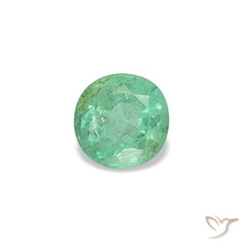 0.19 ct Green Emerald Stone, Natural Emerald in Round Facet Shape for Sale