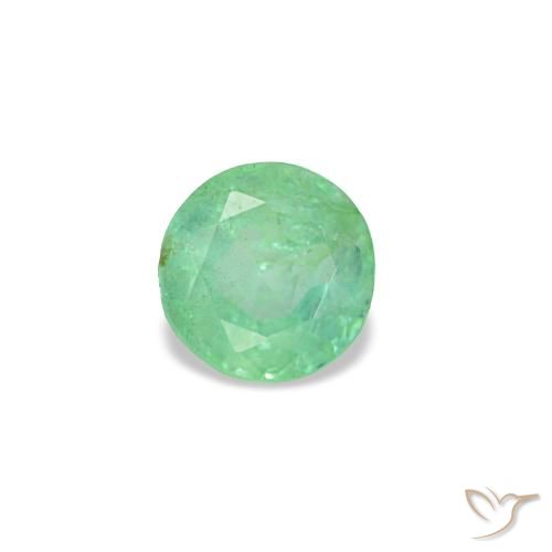 0.17 ct Green Emerald Gemstone, Emerald Gem in Round Facet Shape for Sale.