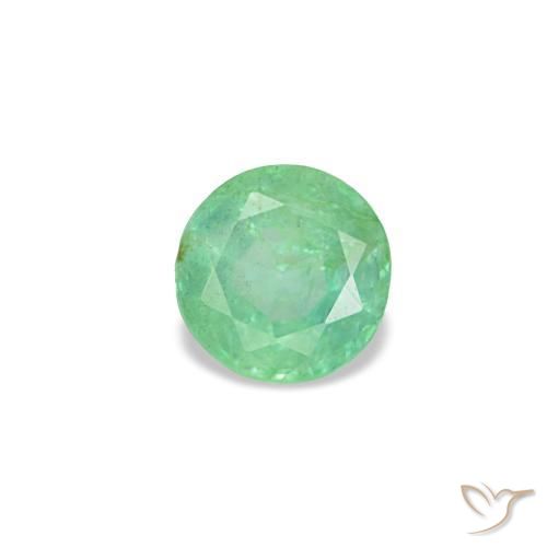 0.17 ct Green Emerald Stone, Natural Emerald in Round Facet Shape for Sale