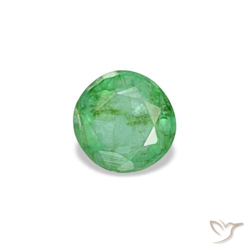 0.19 ct Green Emerald Gemstone, Emerald Gem in Round Facet Shape for Sale.