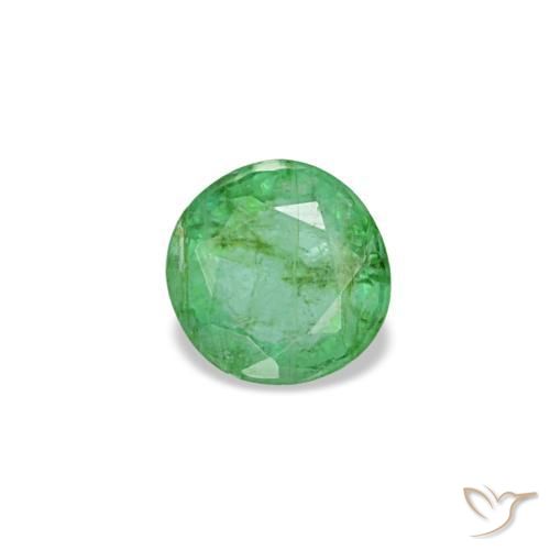 0.19 ct Green Emerald Stone, Natural Emerald in Round Facet Shape for Sale