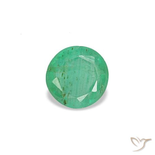0.18 ct Green Emerald Gemstone, Emerald Gem in Round Facet Shape for Sale.