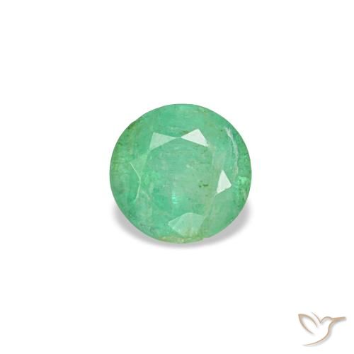0.16 ct Green Emerald Gemstone, Emerald Gem in Round Facet Shape for Sale.