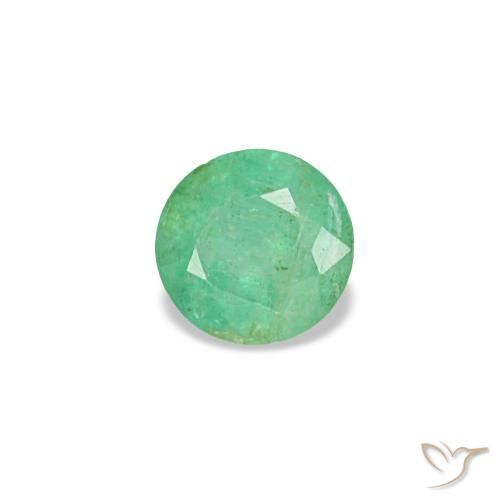 0.16 ct Green Emerald Stone, Natural Emerald in Round Facet Shape for Sale