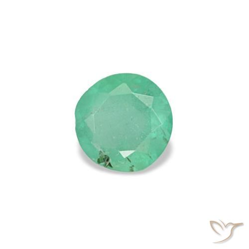 0.17 ct Green Emerald Stone, Natural Emerald in Round Facet Shape for Sale