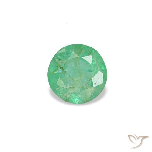 0.17 ct Green Emerald Stone, Natural Emerald in Round Facet Shape for Sale
