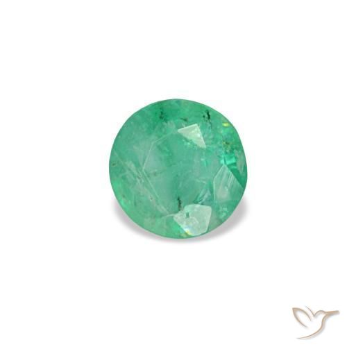 0.16 ct Green Emerald Stone, Natural Emerald in Round Facet Shape for Sale