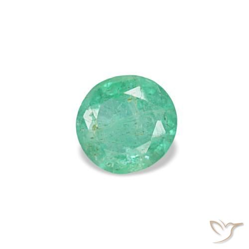 0.17 ct Green Emerald Stone, Natural Emerald in Round Facet Shape for Sale