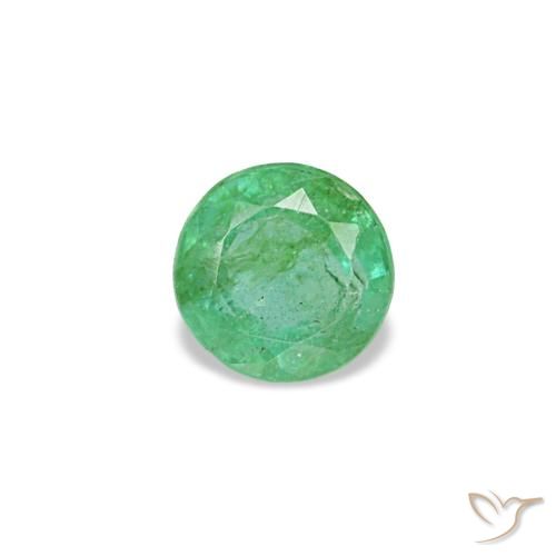0.17 ct Green Emerald Gemstone, Emerald Gem in Round Facet Shape for Sale.