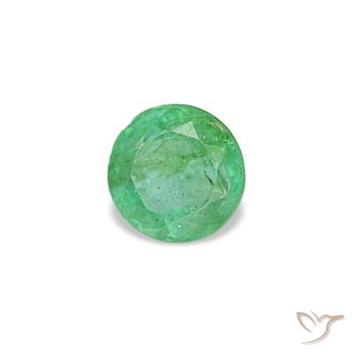 0.17 ct Green Emerald Stone, Natural Emerald in Round Facet Shape for Sale