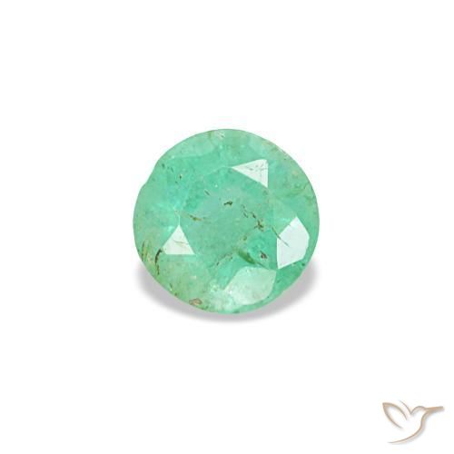 0.17 ct Green Emerald Stone, Natural Emerald in Round Facet Shape for Sale