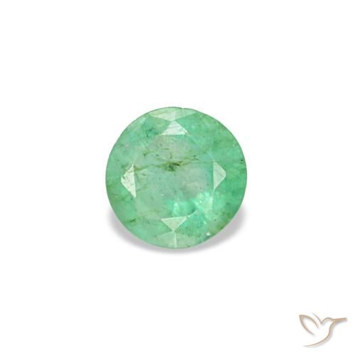 0.16 ct Green Emerald Gemstone, Emerald Gem in Round Facet Shape for Sale.