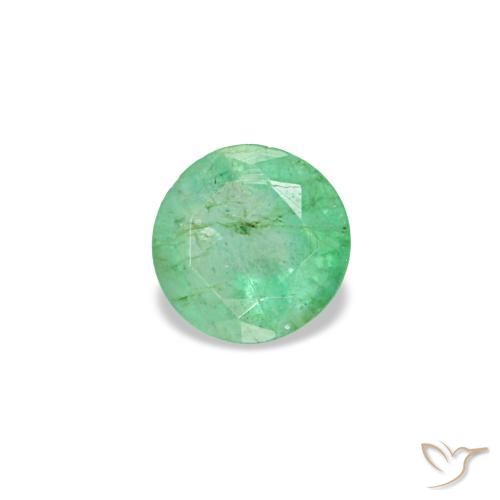 0.16 ct Green Emerald Stone, Natural Emerald in Round Facet Shape for Sale
