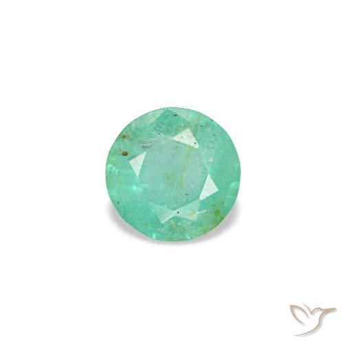 0.17 ct Green Emerald Gemstone, Emerald Gem in Round Facet Shape for Sale.
