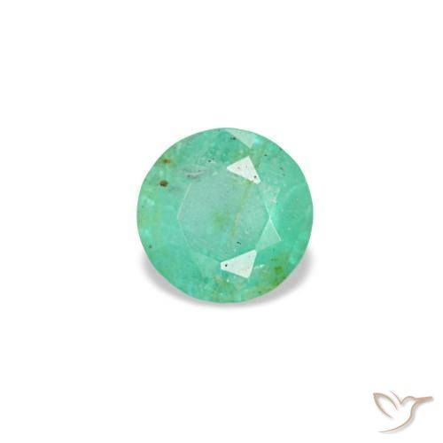 0.17 ct Green Emerald Stone, Natural Emerald in Round Facet Shape for Sale
