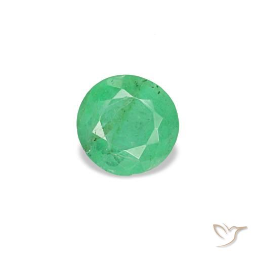 0.19 ct Green Emerald Gemstone, Emerald Gem in Round Facet Shape for Sale.