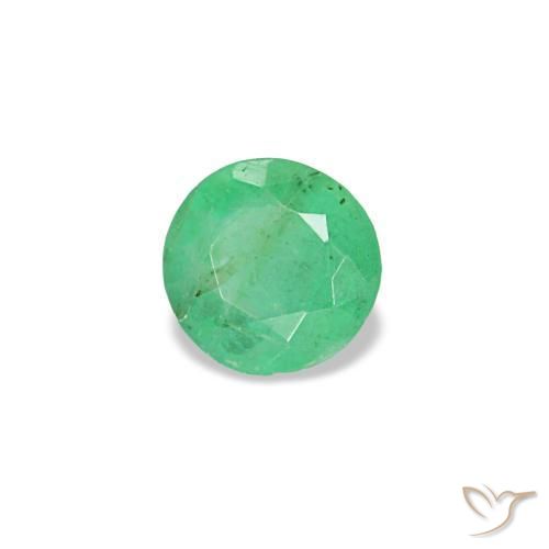 0.19 ct Green Emerald Stone, Natural Emerald in Round Facet Shape for Sale
