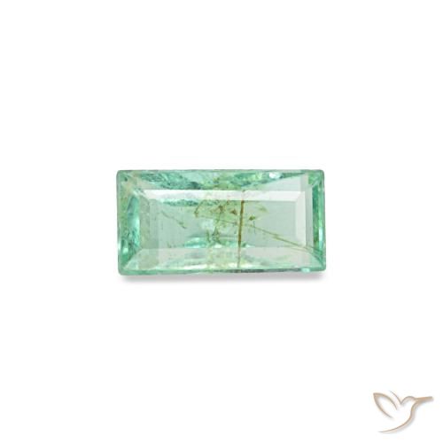 0.12 ct Green Emerald Gemstone, Emerald Gem in Baguette Facet Shape for Sale.