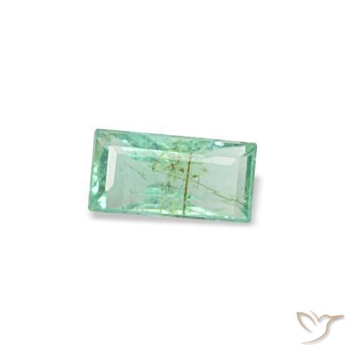 0.12 ct Green Emerald Stone, Natural Emerald in Baguette Facet Shape for Sale