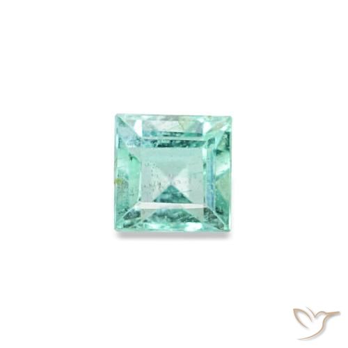 0.09 ct Green Emerald Gemstone, Emerald Gem in Square Facet Shape for Sale.
