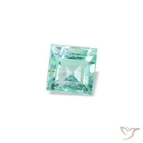 0.09 ct Green Emerald Stone, Natural Emerald in Square Facet Shape for Sale