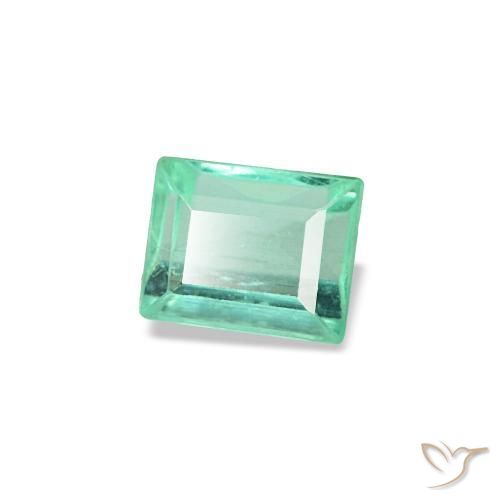 0.13 ct Green Emerald Stone, Natural Emerald in Baguette Facet Shape for Sale