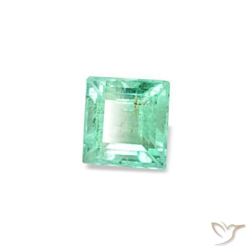 0.08 ct Green Emerald Stone, Natural Emerald in Square Facet Shape for Sale