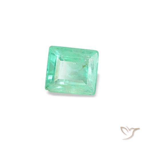 0.11 ct Green Emerald Stone, Natural Emerald in Baguette Facet Shape for Sale