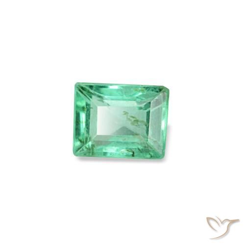 0.13 ct Green Emerald Stone, Natural Emerald in Baguette Facet Shape for Sale