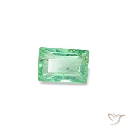 0.13 ct Green Emerald Stone, Natural Emerald in Baguette Facet Shape for Sale