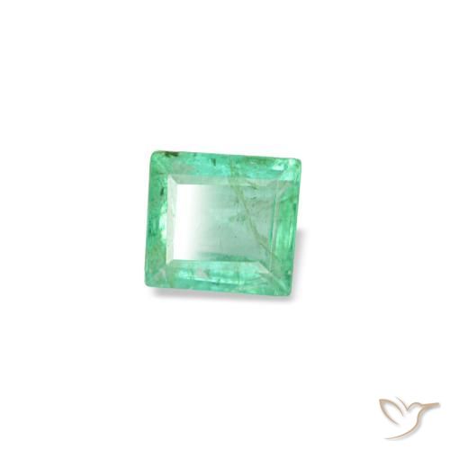 0.12 ct Green Emerald Stone, Natural Emerald in Baguette Facet Shape for Sale